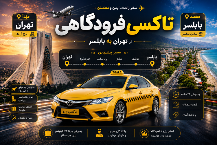 تاکسی دربستی مبدا تهران به مقصد بابلسر